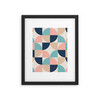 Mid Century Modern Geometric Pattern 455 Peach Blue and Beige Framed Art Print Gallery Image 6