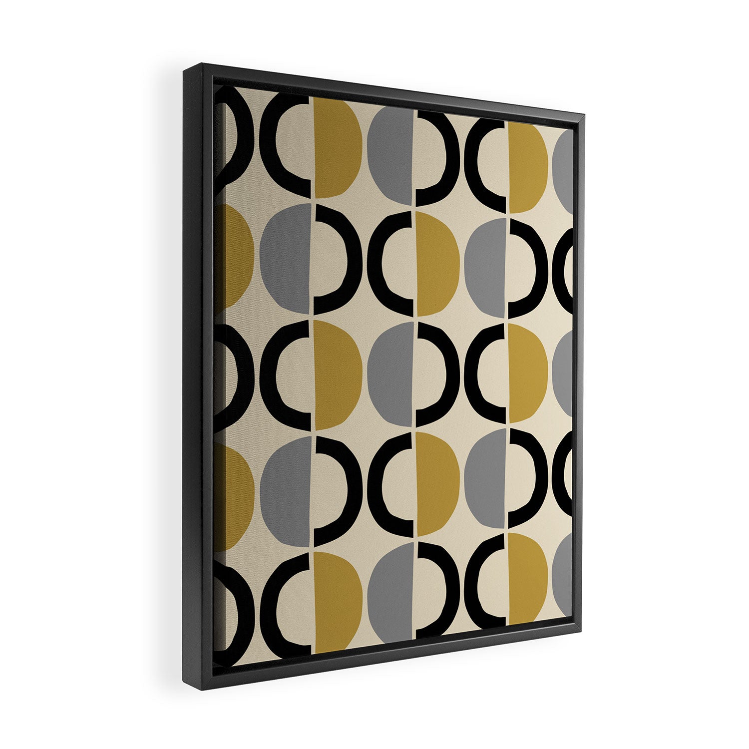 Mid Century Modern Half Circle Pattern 581 Winter Framed Canvas Print Gallery Image 2