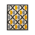 Mid Century Modern Half Circle Pattern 547 Beige Black Gray and Yellow Framed Canvas Print Gallery Image 8