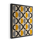 Mid Century Modern Half Circle Pattern 547 Beige Black Gray and Yellow Framed Canvas Print Gallery Image 2