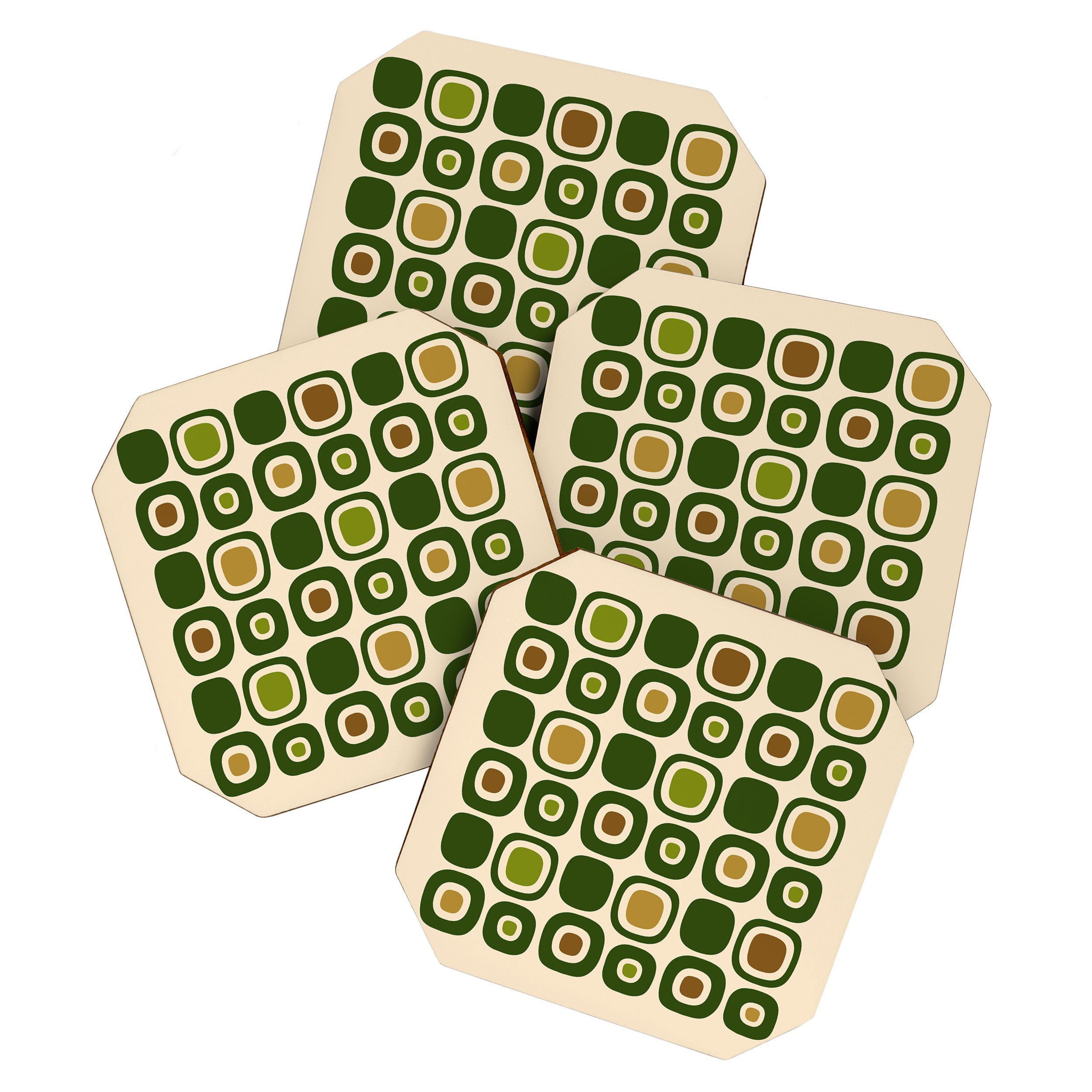 Mid Century Modern Modern Organic Shapes Pattern 321 Green Coaster Gallery Image 1