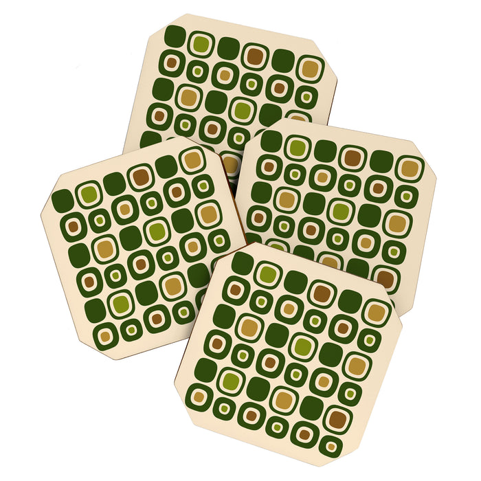 Mid Century Modern Modern Organic Shapes Pattern 321 Green Coaster Gallery Image 1