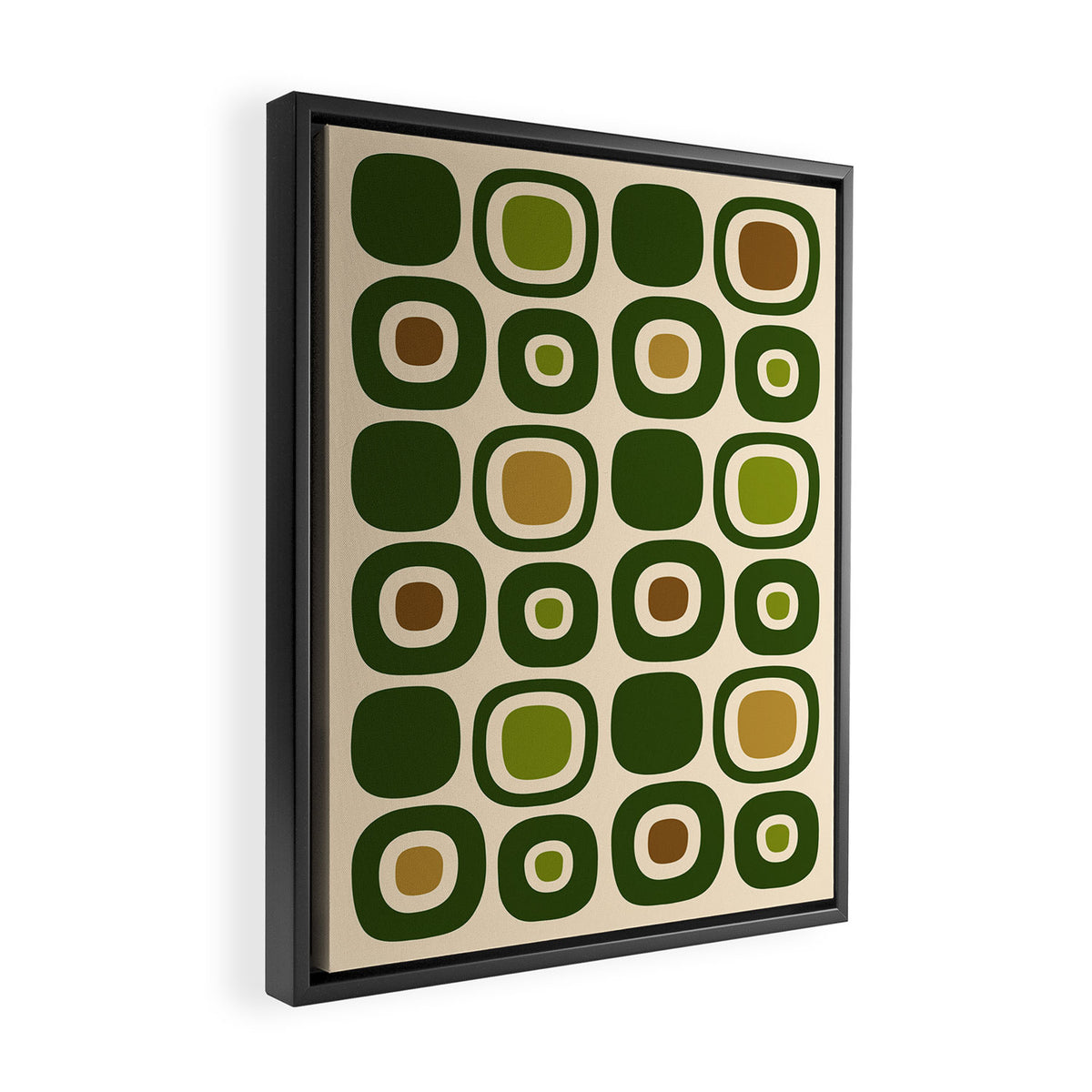Mid Century Modern Modern Organic Shapes Pattern 321 Green Framed Canvas Print Gallery Image 2