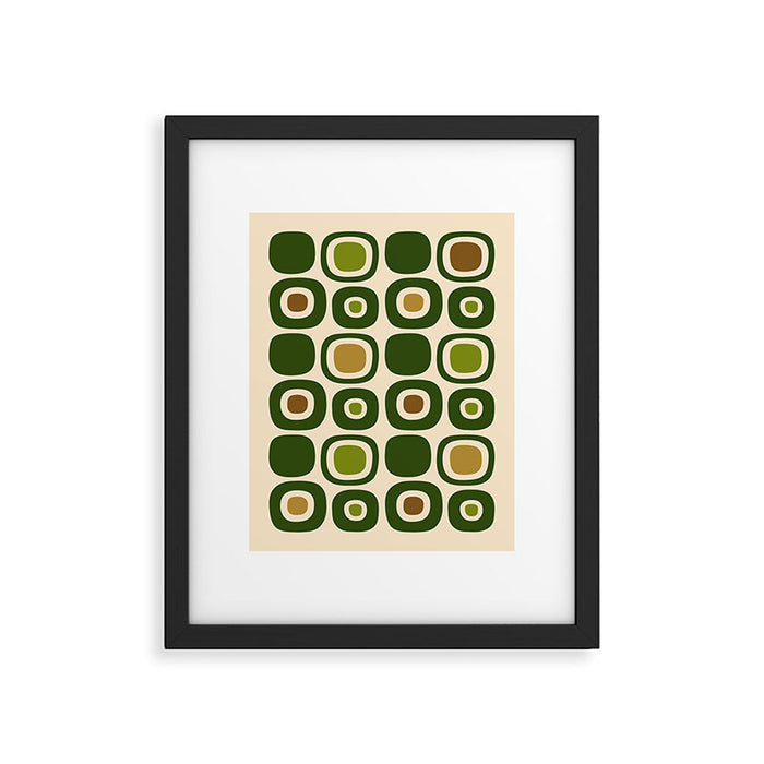 Mid Century Modern Modern Organic Shapes Pattern 321 Green Framed Art Print Gallery Image 1