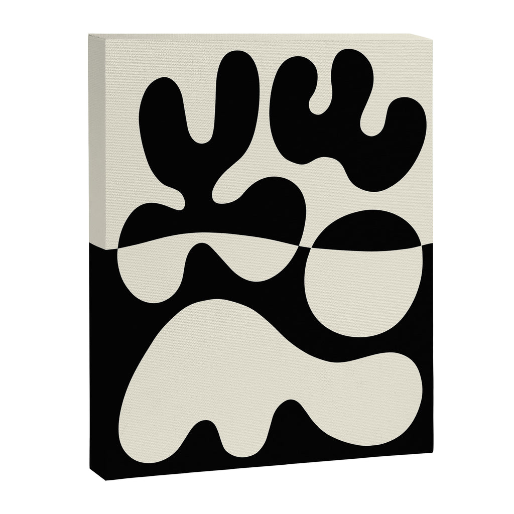 Mid Century Modern Organic Abstraction 235 Black and Ivory White Canvas Print Gallery Image 8
