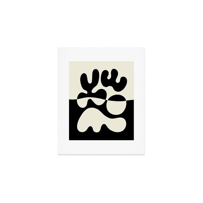 Mid Century Modern Organic Abstraction 235 Black and Ivory White Art Print Gallery Image 1