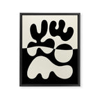 Mid Century Modern Organic Abstraction 235 Black and Ivory White Framed Canvas Print Gallery Image 8