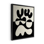 Mid Century Modern Organic Abstraction 235 Black and Ivory White Framed Canvas Print Gallery Image 2