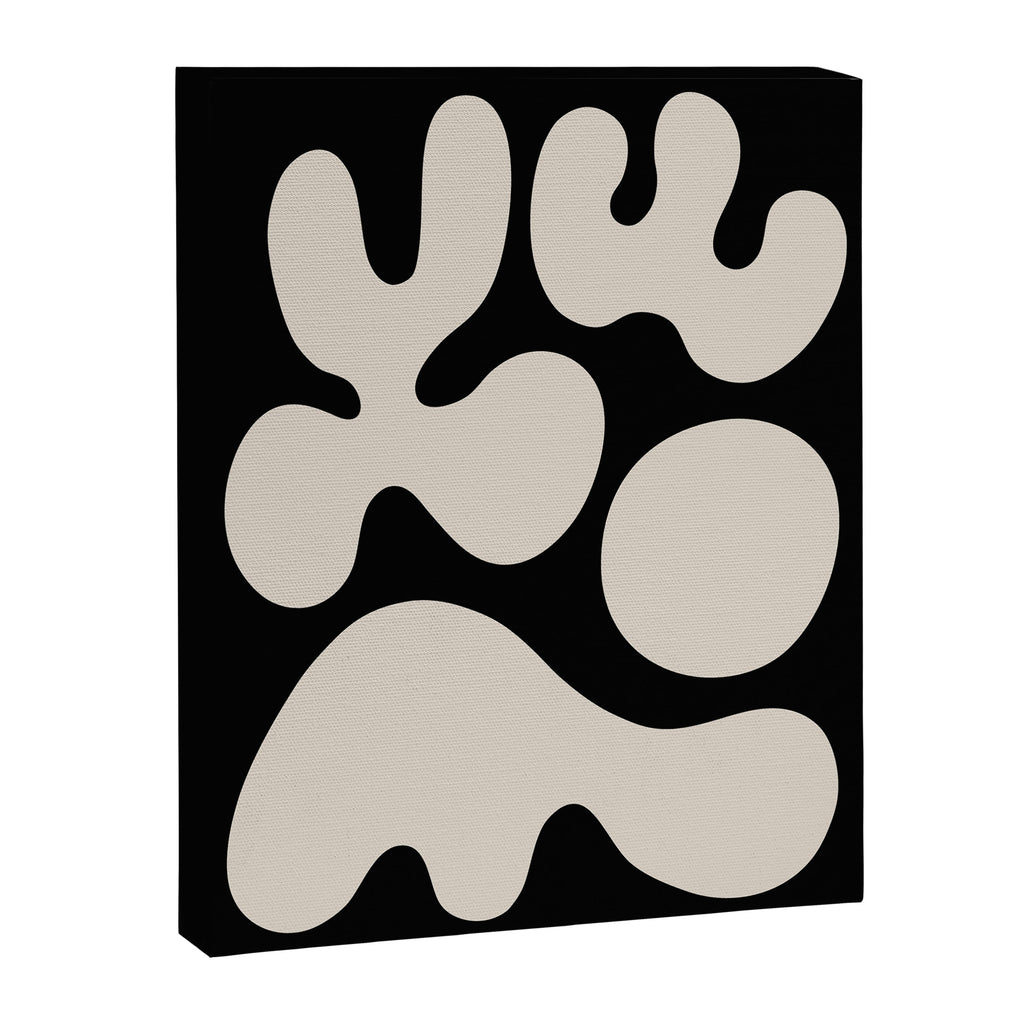 Mid Century Modern Organic Shapes 352 Black and Linen White Canvas Print Gallery Image 8