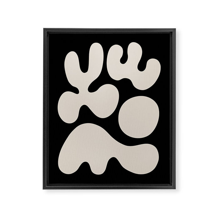 Mid Century Modern Organic Shapes 352 Black and Linen White Framed Canvas Print Gallery Image 1