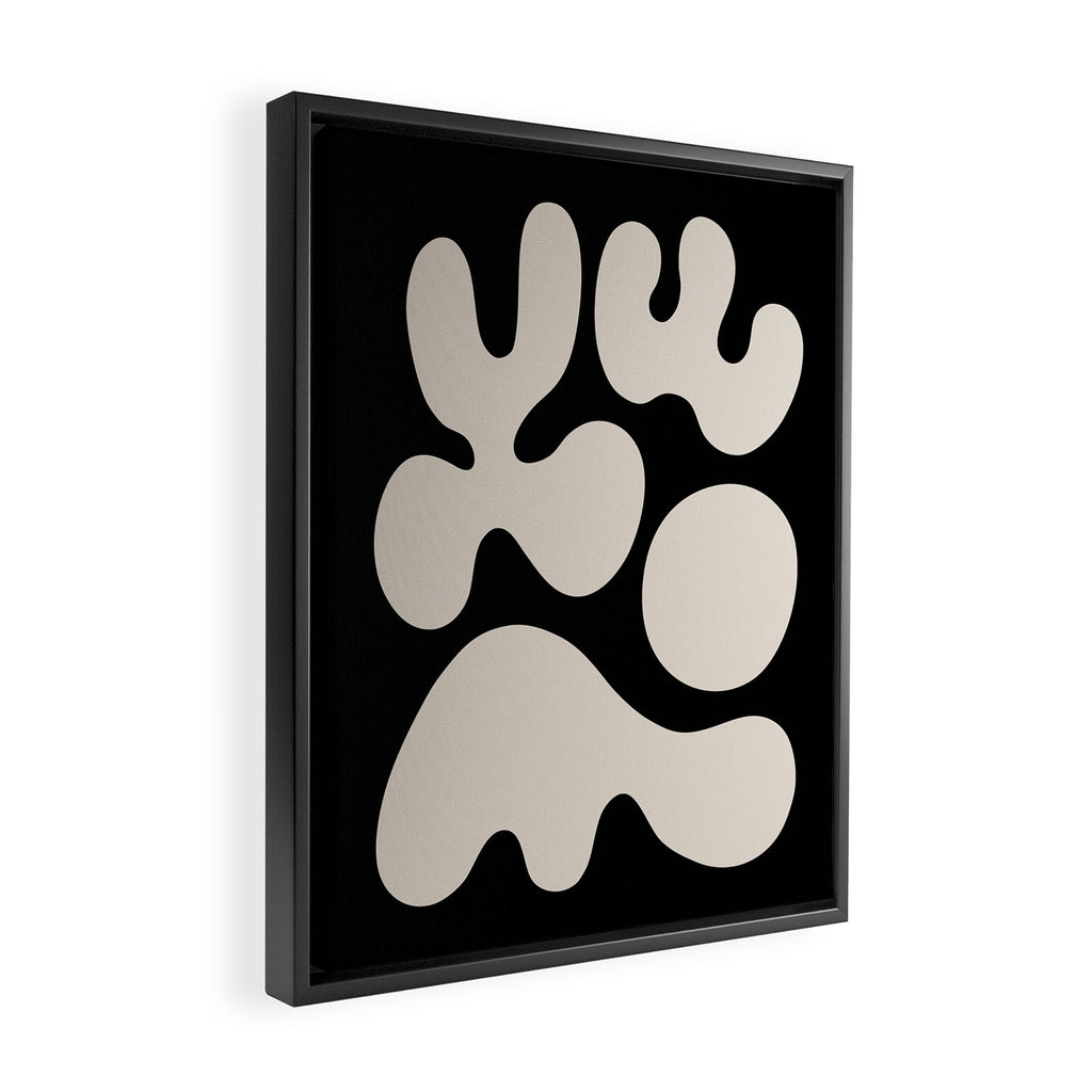 Mid Century Modern Organic Shapes 352 Black and Linen White Framed Canvas Print Gallery Image 2