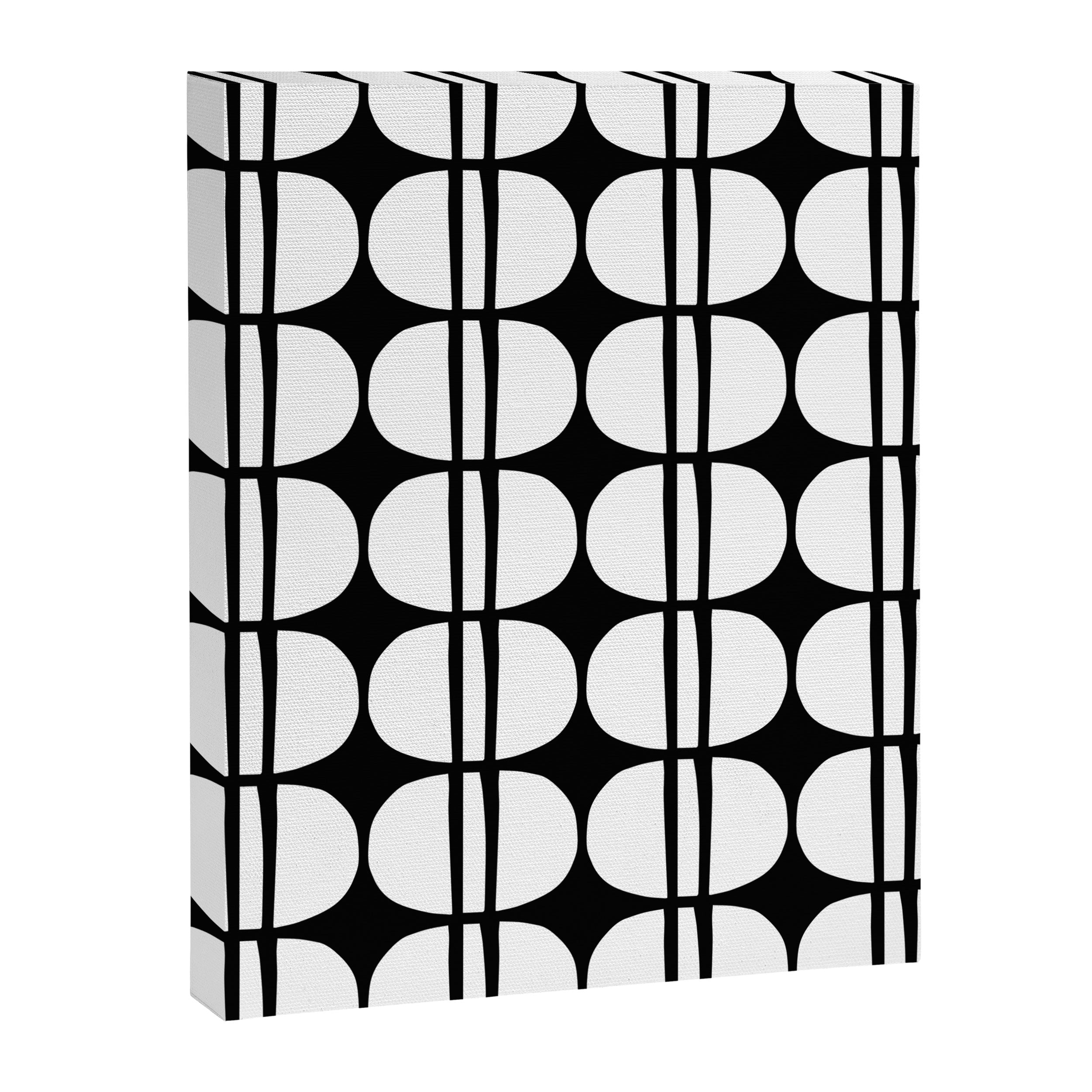 Mid Century Modern Scandinavian Geometric 132 Black and White Canvas Print Gallery Image 8