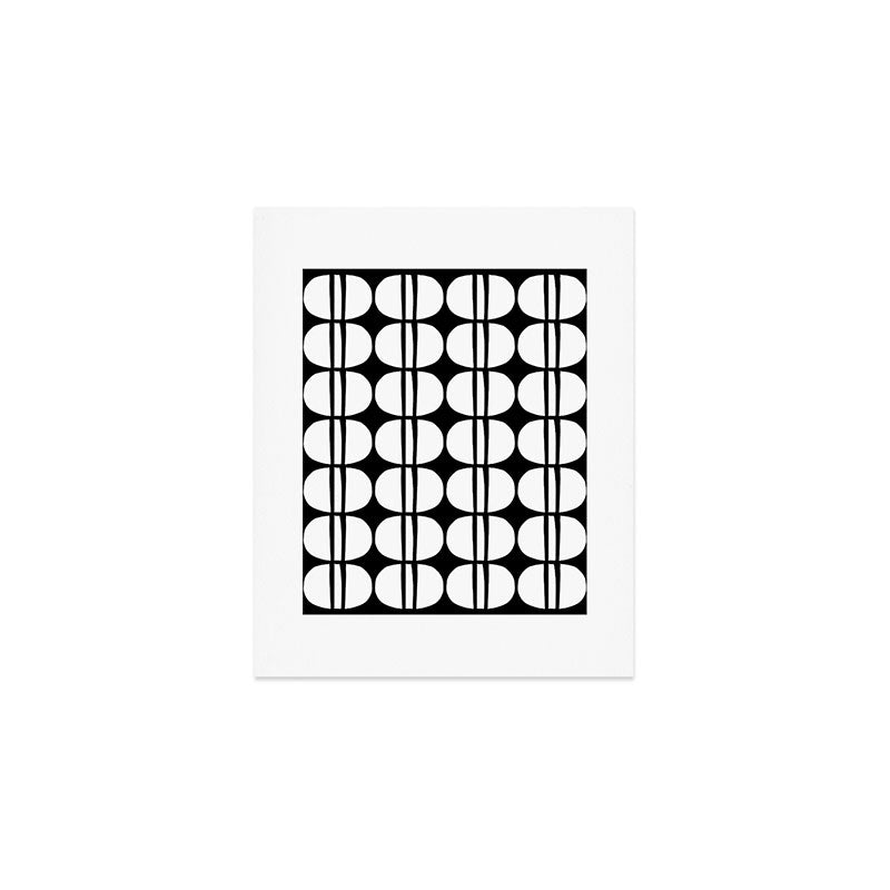 Mid Century Modern Scandinavian Geometric 132 Black and White Art Print Gallery Image 1