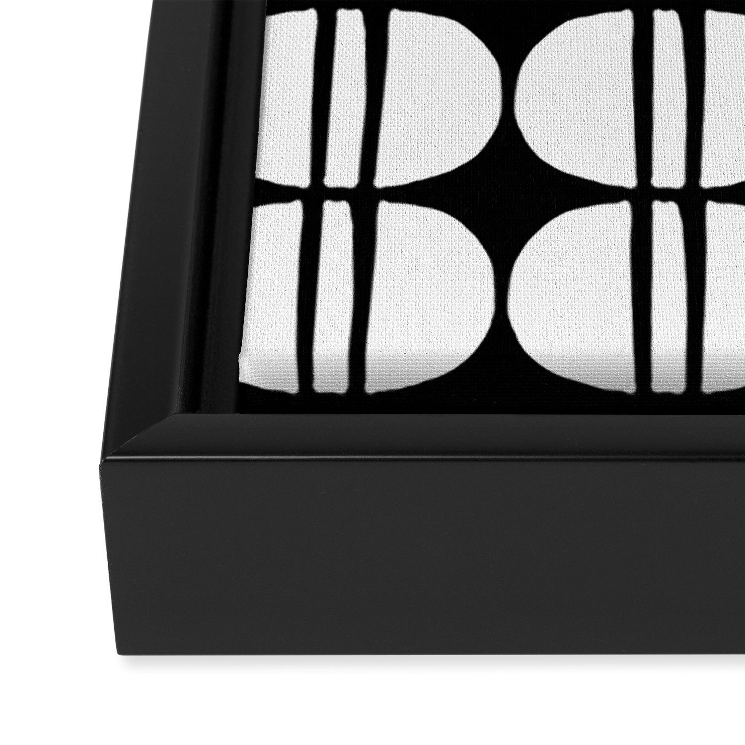 Mid Century Modern Scandinavian Geometric 132 Black and White Framed Canvas Print Gallery Image 3