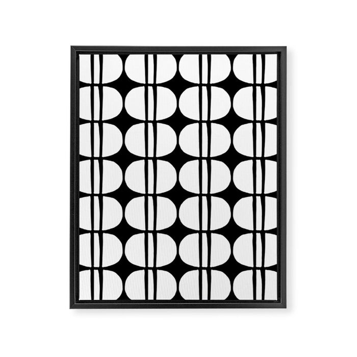 Mid Century Modern Scandinavian Geometric 132 Black and White Framed Canvas Print Gallery Image 1