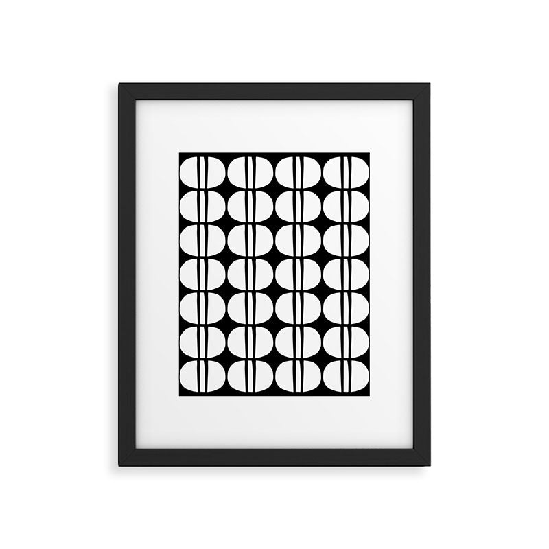Mid Century Modern Scandinavian Geometric 132 Black and White Framed Art Print Gallery Image 6
