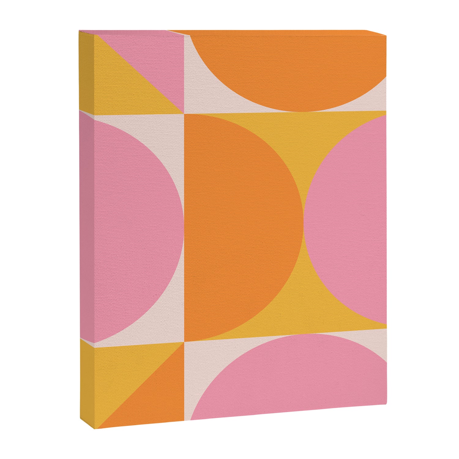 Mid Century Modern Scandinavian Geometric Abstract 354 Pink Yellow and Orange Canvas Print Gallery Image 3