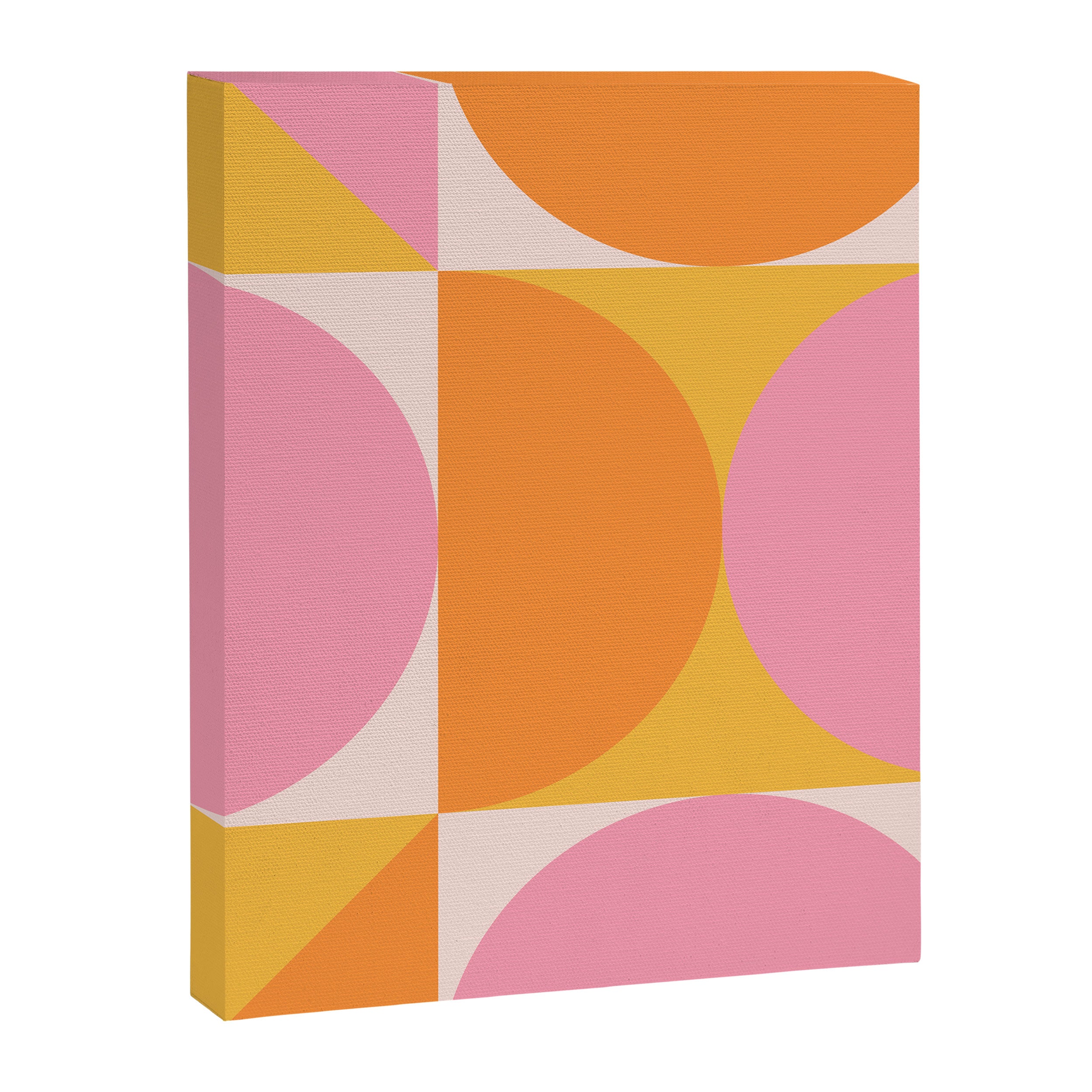 Mid Century Modern Scandinavian Geometric Abstract 354 Pink Yellow and Orange Canvas Print Gallery Image 6