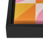 Mid Century Modern Scandinavian Geometric Abstract 354 Pink Yellow and Orange Framed Canvas Print Gallery Image 3