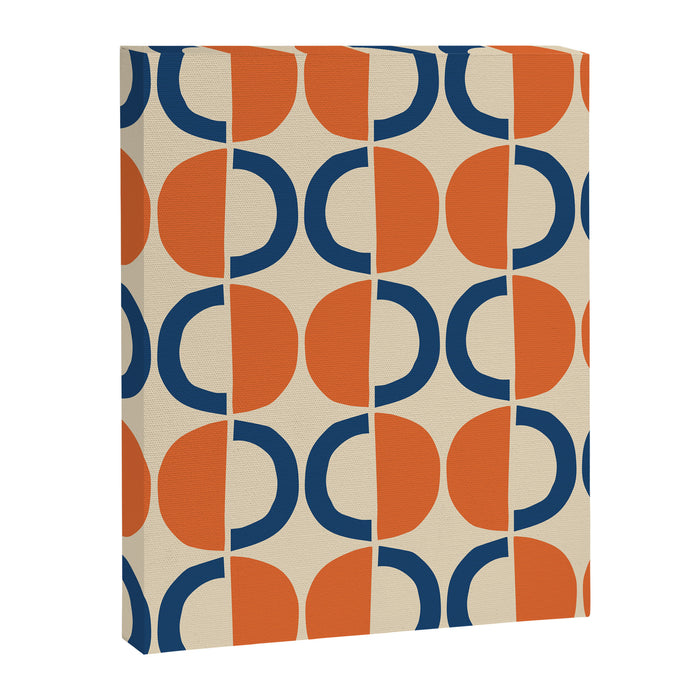 Mid Century Modern Scandinavian Pattern 534 Beige Blue and Orange Canvas Print Gallery Image 1