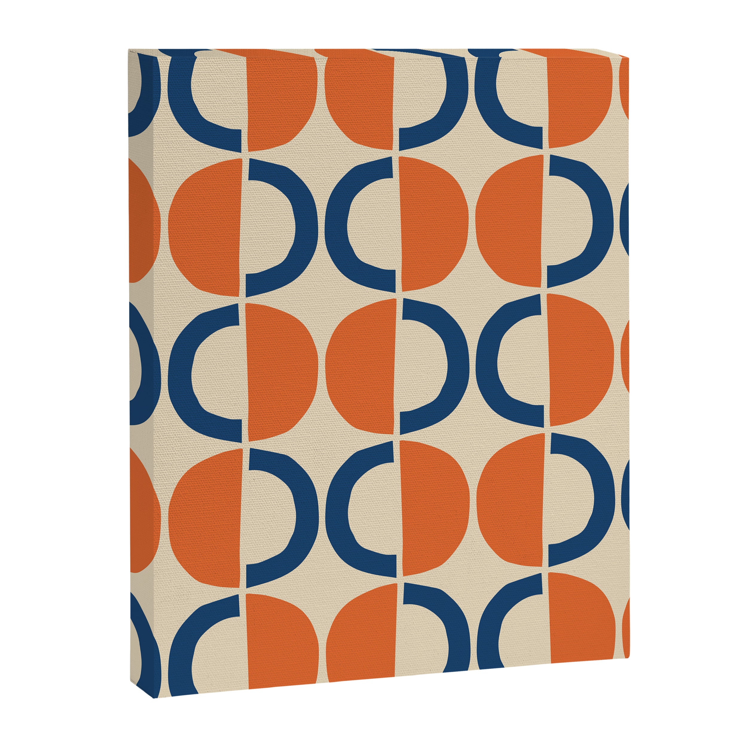 Mid Century Modern Scandinavian Pattern 534 Beige Blue and Orange Canvas Print Gallery Image 8