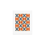 Mid Century Modern Scandinavian Pattern 534 Beige Blue and Orange Art Print Gallery Image 1