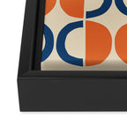 Mid Century Modern Scandinavian Pattern 534 Beige Blue and Orange Framed Canvas Print Gallery Image 3