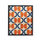 Mid Century Modern Scandinavian Pattern 534 Beige Blue and Orange Framed Canvas Print Gallery Image 8