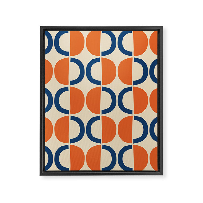 Mid Century Modern Scandinavian Pattern 534 Beige Blue and Orange Framed Canvas Print Gallery Image 8