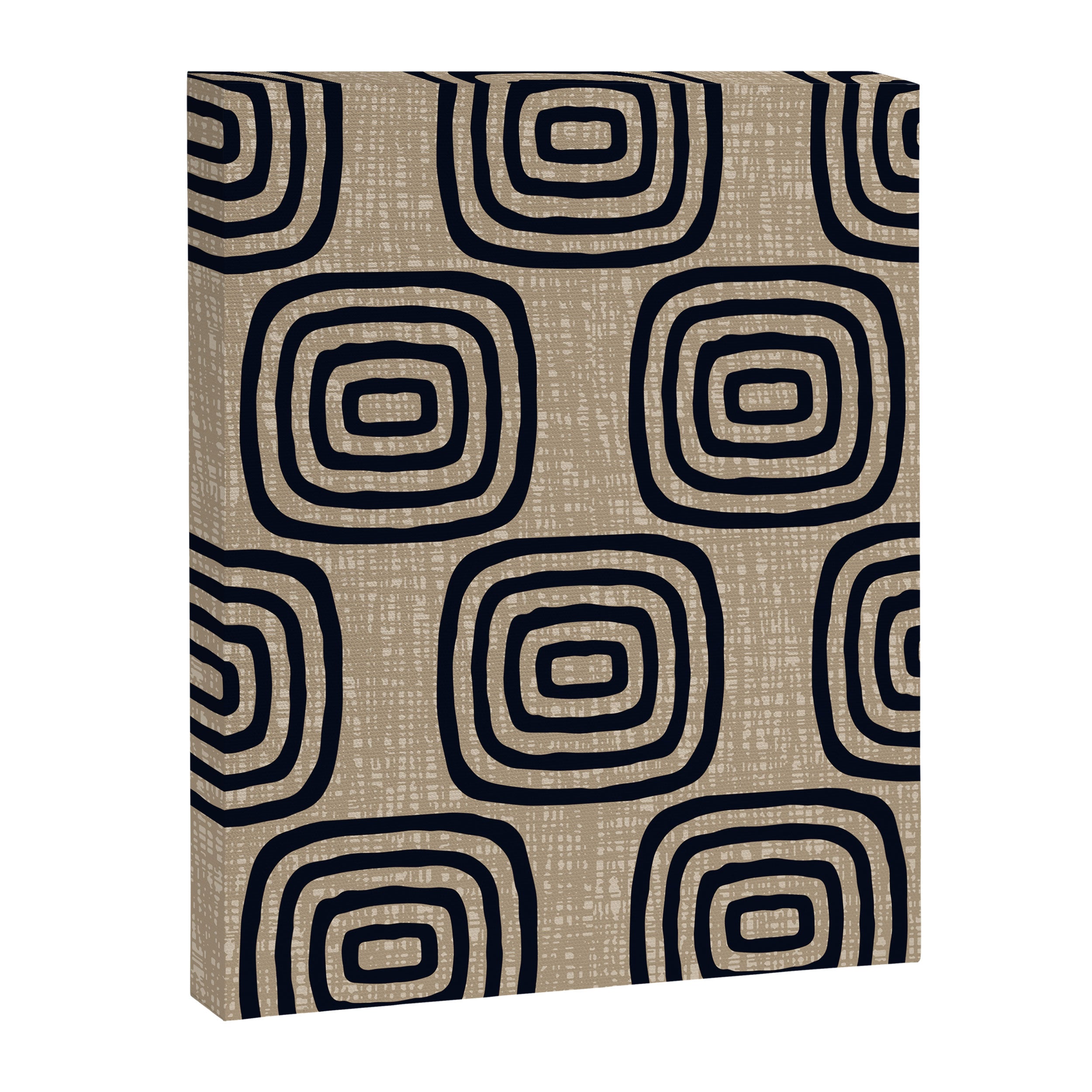 Mud Cloth Concentric Pattern 771 Black and Beige Canvas Print Gallery Image 8