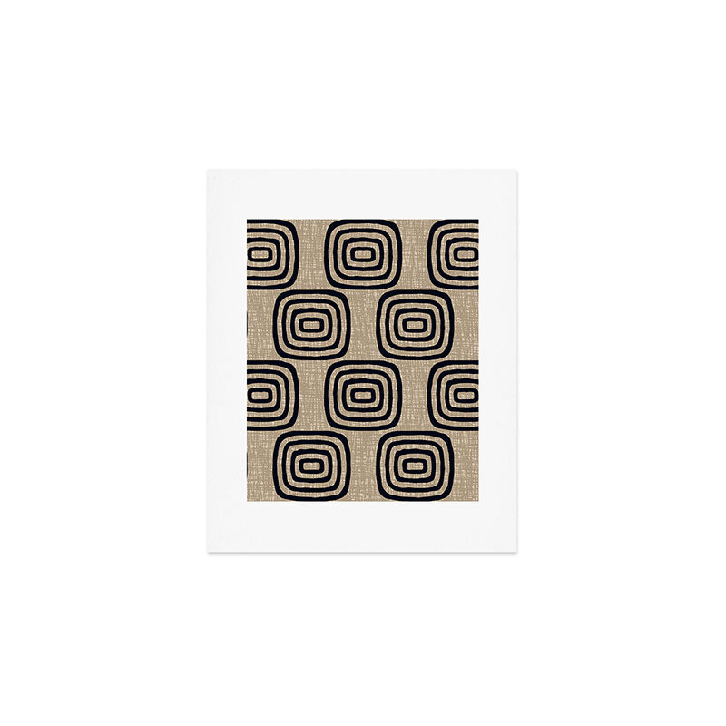 Mud Cloth Concentric Pattern 771 Black and Beige Art Print Gallery Image 1