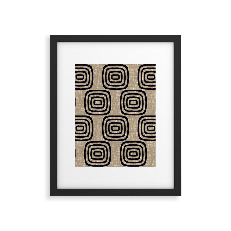 Mud Cloth Concentric Pattern 771 Black and Beige Framed Art Print Gallery Image 6