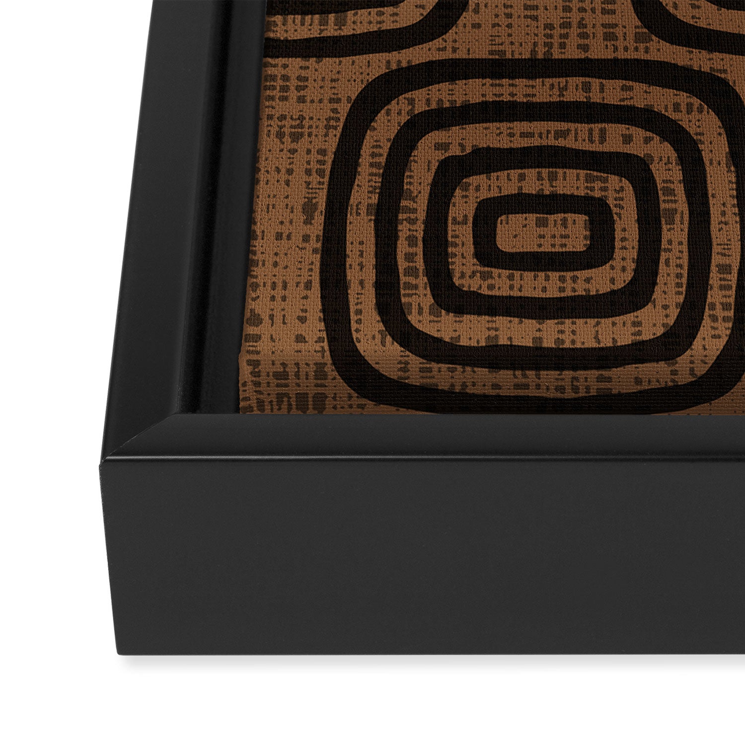 Mud Cloth Concentric Pattern 772 Black and Brown Framed Canvas Print Gallery Image 3