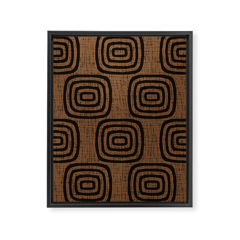 Mud Cloth Concentric Pattern 772 Black and Brown Framed Canvas Print Gallery Image 8