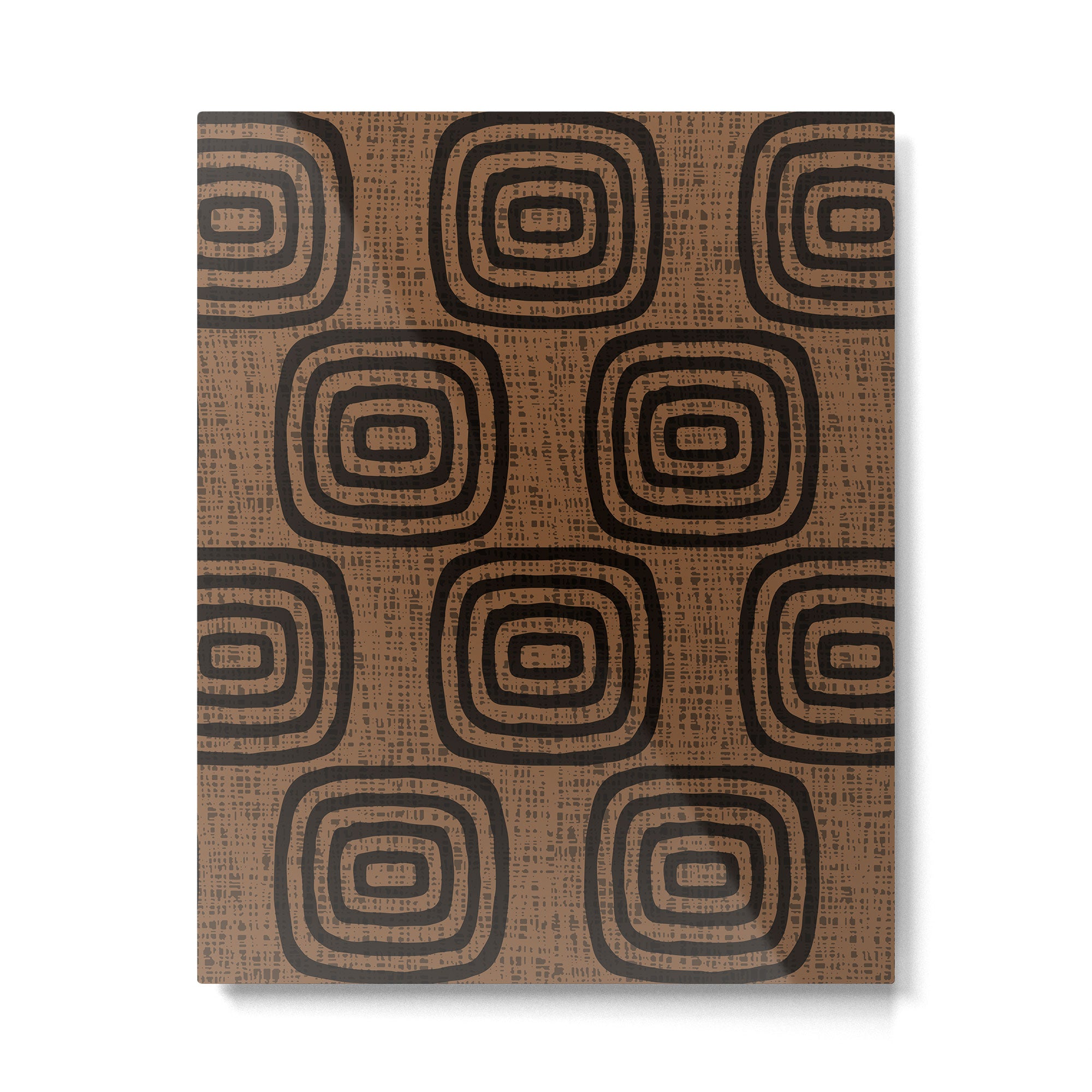 Mud Cloth Concentric Pattern 772 Black and Brown Metal Print Gallery Image 6