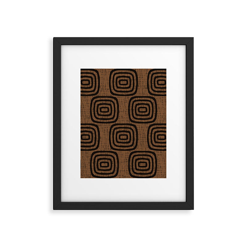 Mud Cloth Concentric Pattern 772 Black and Brown Framed Art Print Gallery Image 4