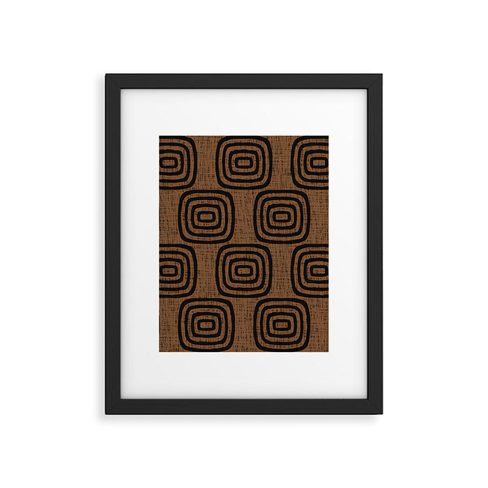 Mud Cloth Concentric Pattern 772 Black and Brown Framed Art Print Gallery Image 1