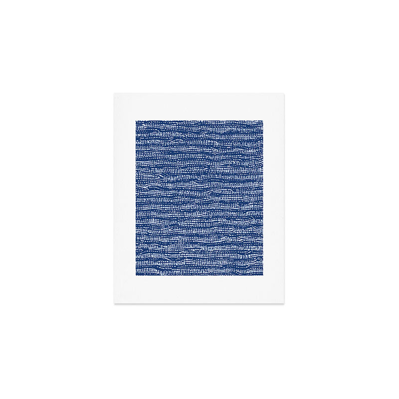 Mud Cloth Stitch Stripes Boho Indigo Blue Art Print Gallery Image 1