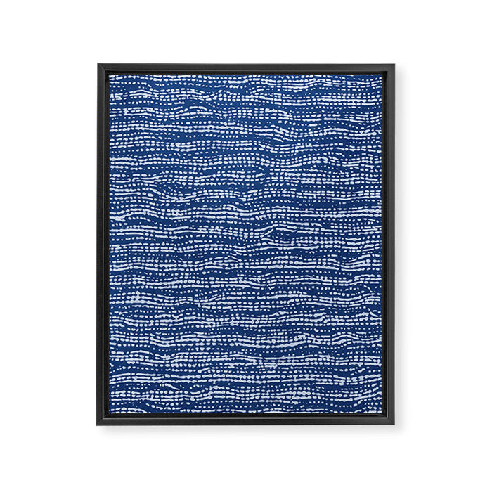 Mud Cloth Stitch Stripes Boho Indigo Blue Framed Canvas Print Gallery Image 1
