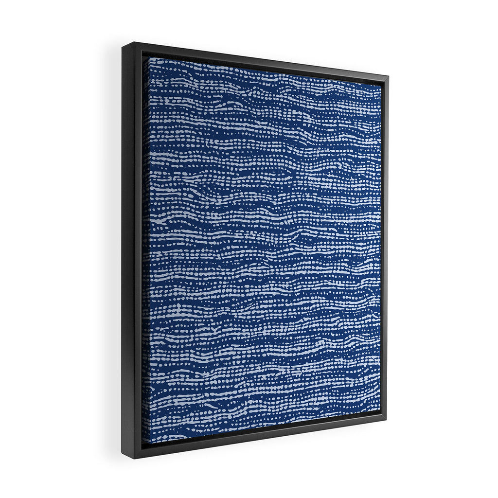 Mud Cloth Stitch Stripes Boho Indigo Blue Framed Canvas Print Gallery Image 2