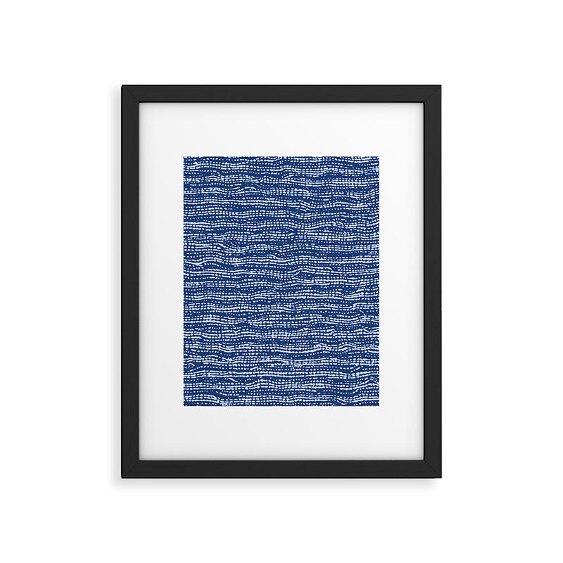Mud Cloth Stitch Stripes Boho Indigo Blue Framed Art Print Gallery Image 4