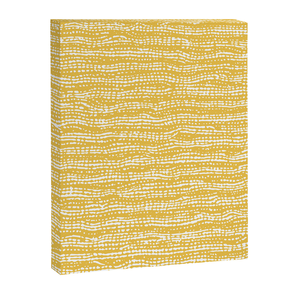 Mud Cloth Stitch Stripes Boho Yellow and White Canvas Print Gallery Image 8