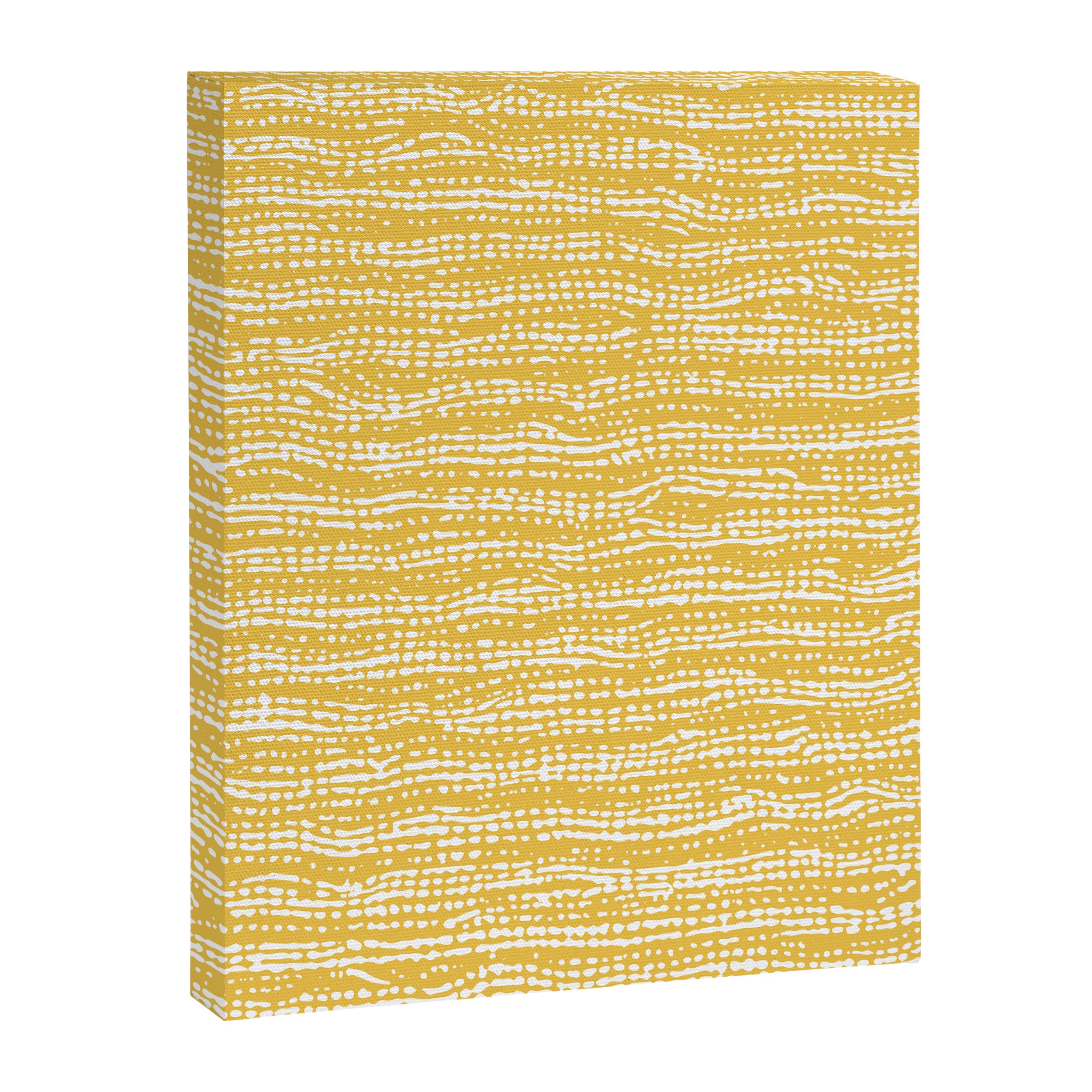 Mud Cloth Stitch Stripes Boho Yellow and White Canvas Print Gallery Image 8