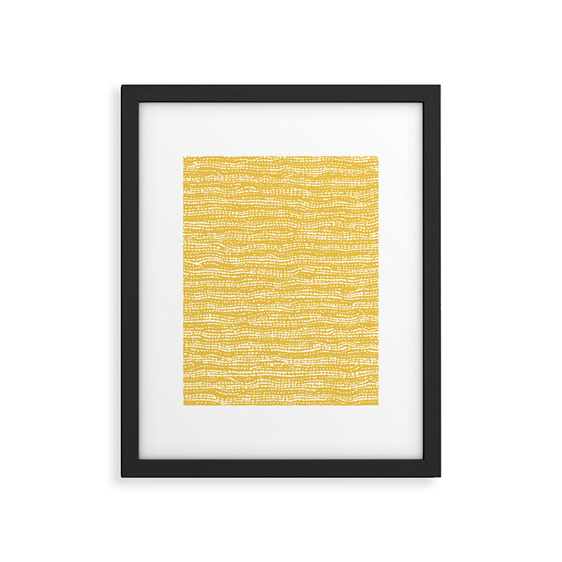 Mud Cloth Stitch Stripes Boho Yellow and White Framed Art Print Gallery Image 6