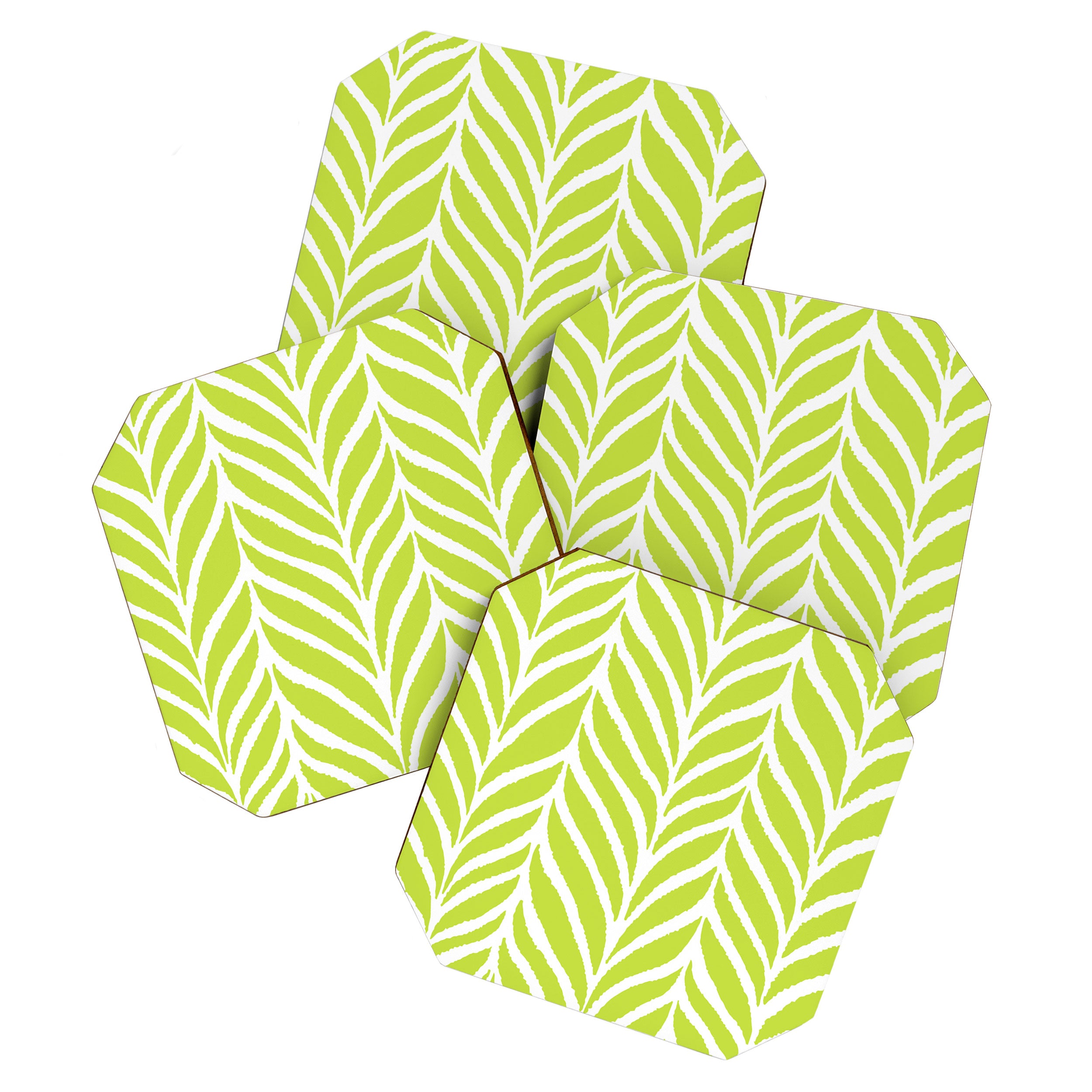 Palm Leaves Pattern Chartreuse Green Coaster Gallery Image 1