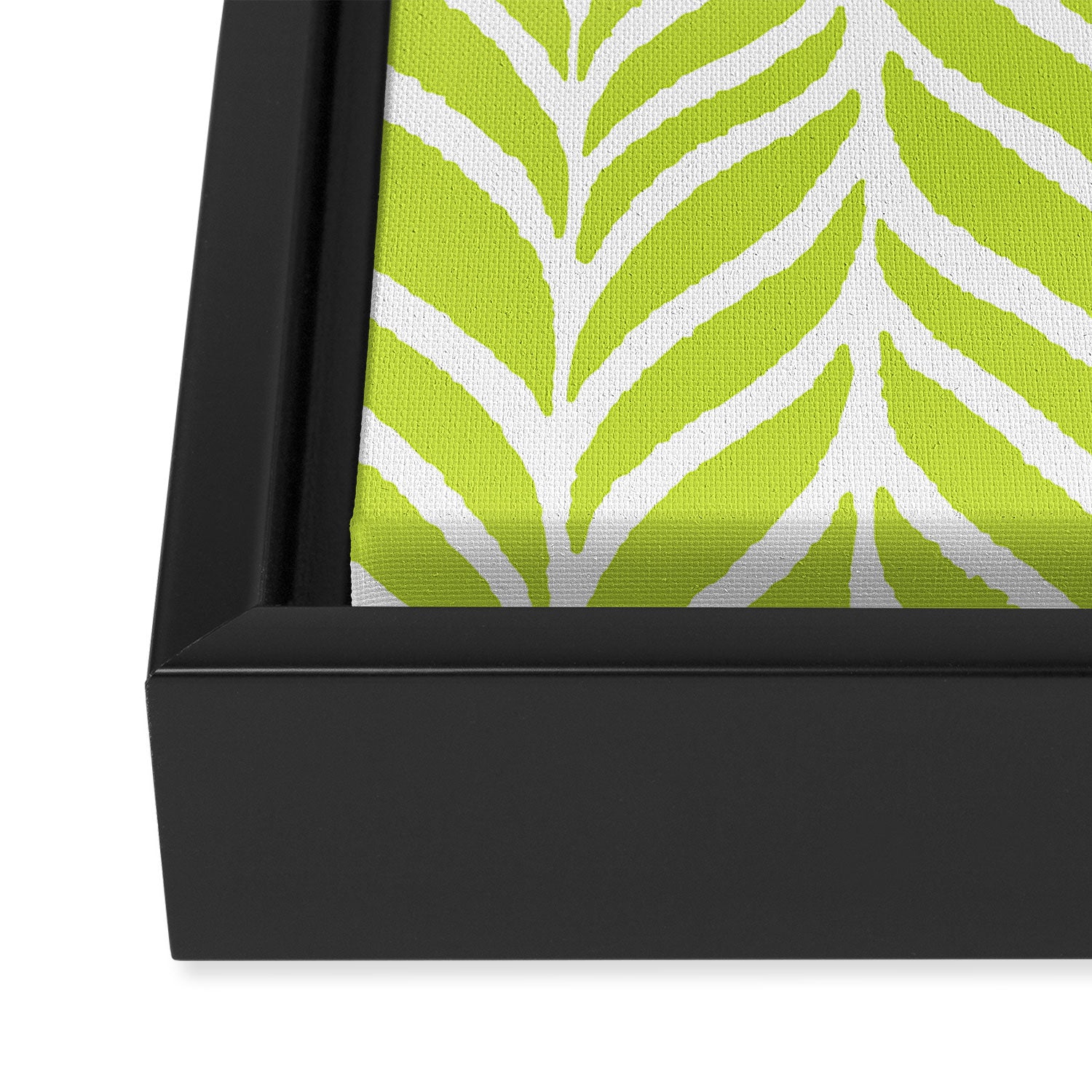 Palm Leaves Pattern Chartreuse Green Framed Canvas Print Gallery Image 3