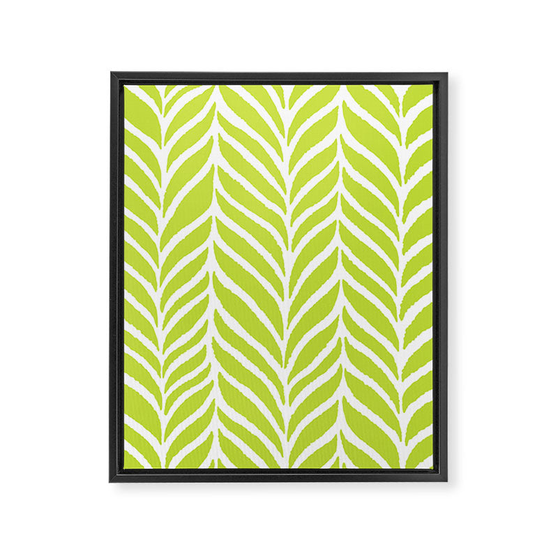 Palm Leaves Pattern Chartreuse Green Framed Canvas Print Gallery Image 8