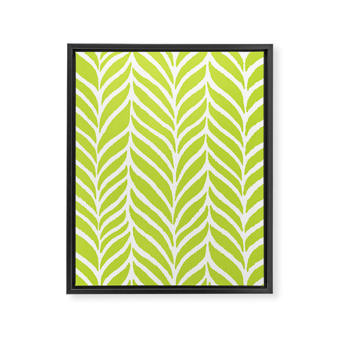 Palm Leaves Pattern Chartreuse Green Framed Canvas Print Gallery Image 1