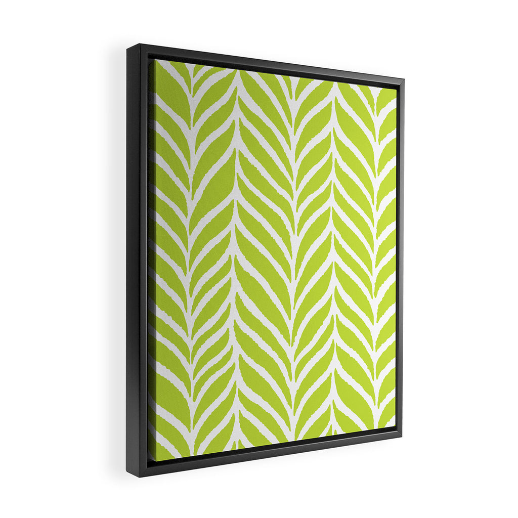 Palm Leaves Pattern Chartreuse Green Framed Canvas Print Gallery Image 2