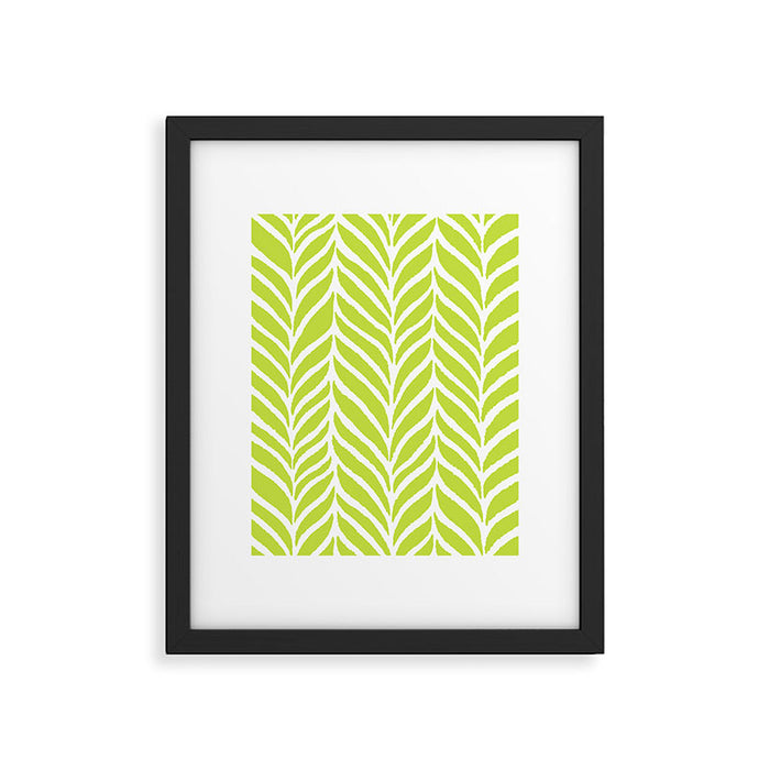 Palm Leaves Pattern Chartreuse Green Framed Art Print Gallery Image 1
